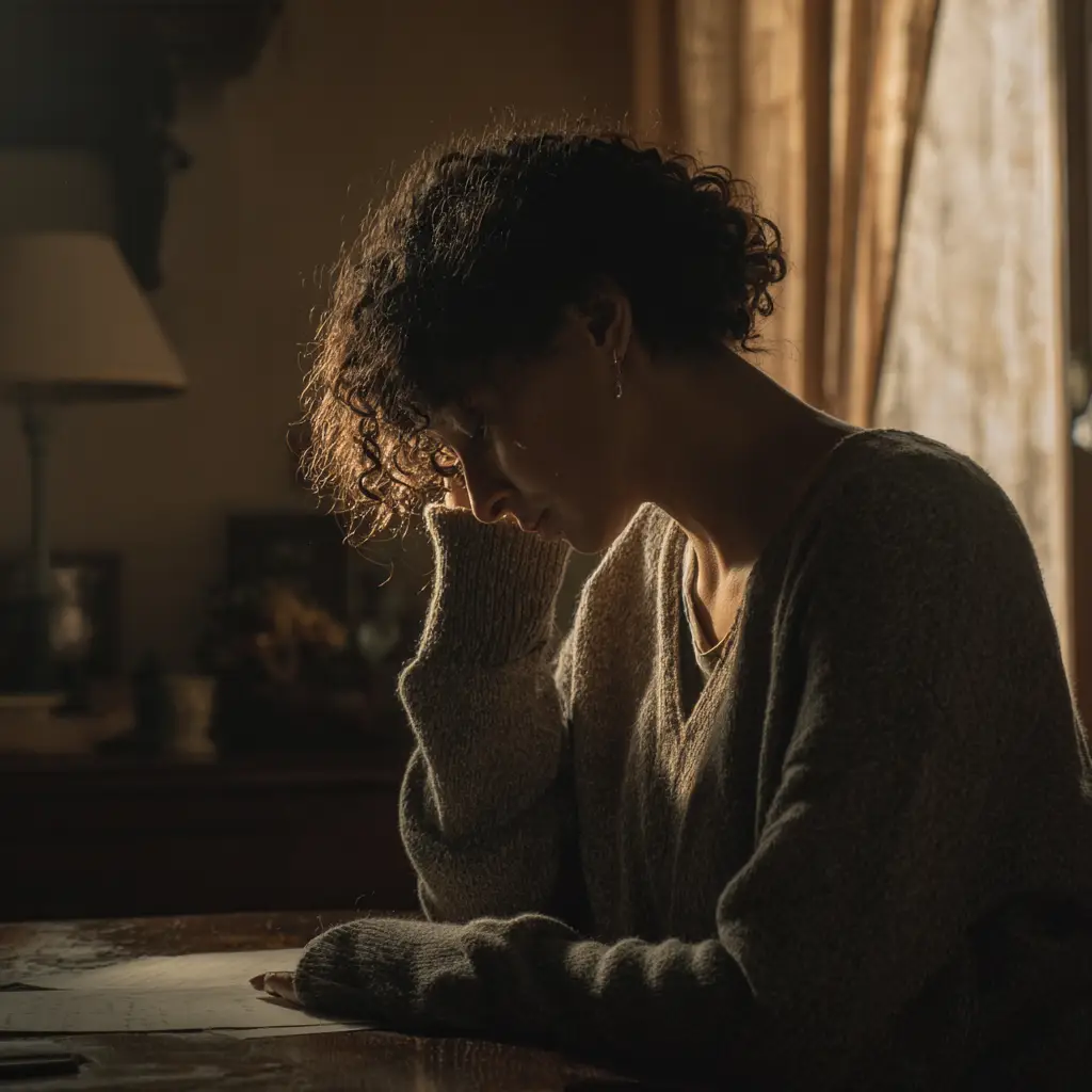 Person writing a eulogy by hand at a table