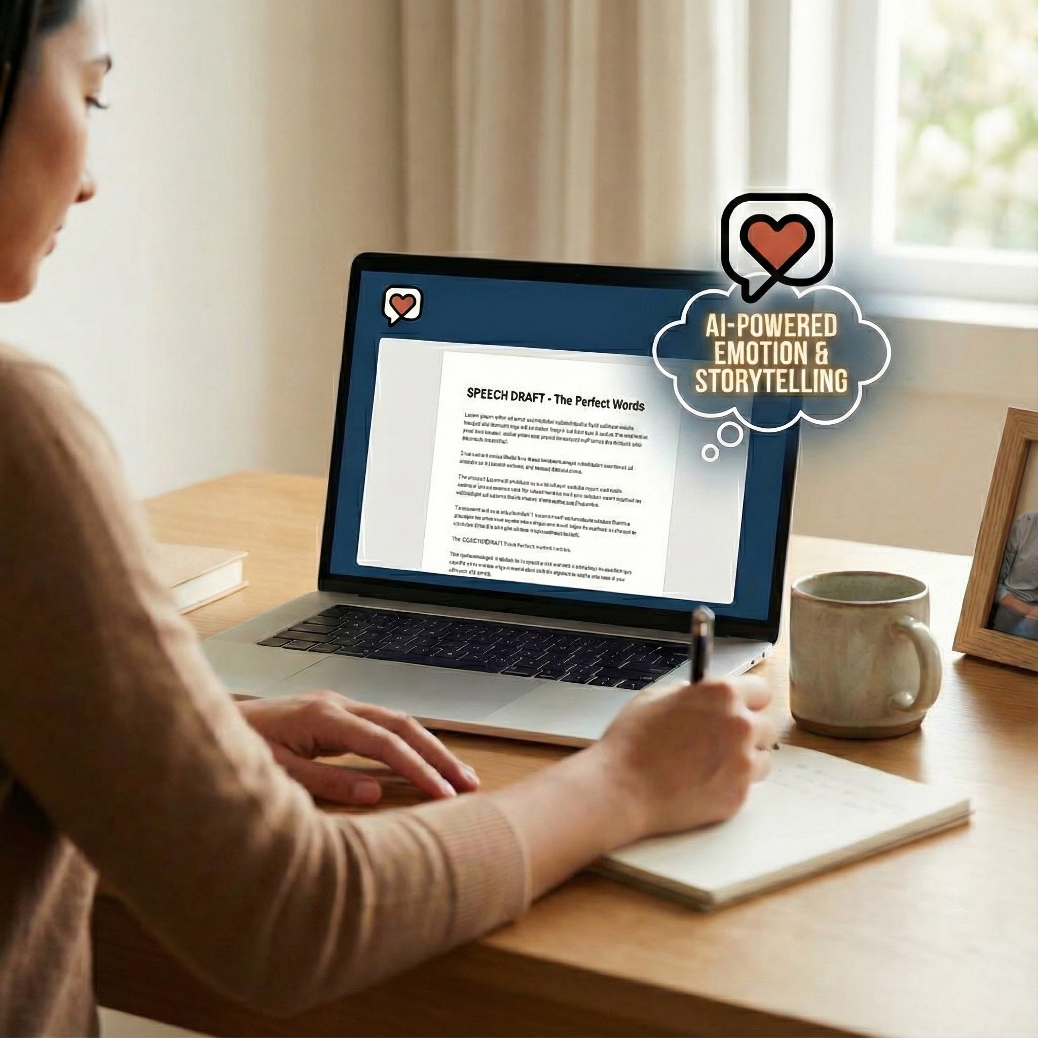 Person writing a speech