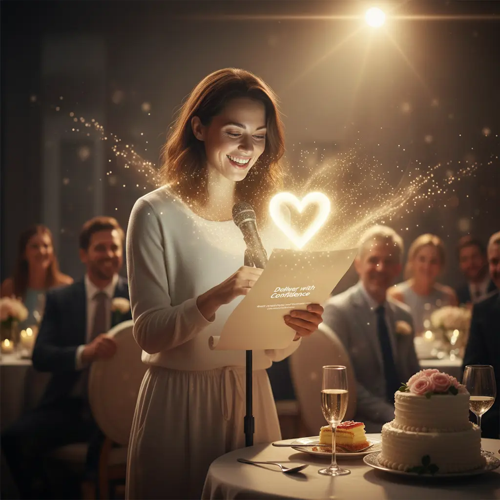 Maid of honor practicing her speech